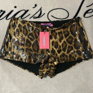 NWT Edikted Sequin Leopard Printed Micro Shorts